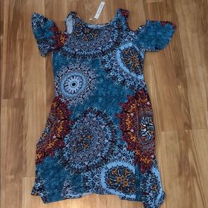 multicolor off the shoulder dress